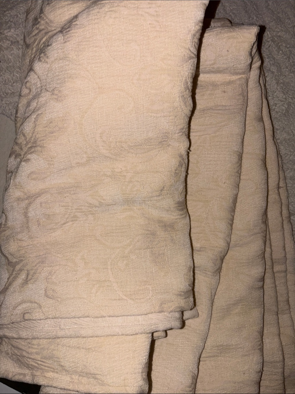 Home. Soft Cream Quilted - Luxury Textured Curtains 2 Panels